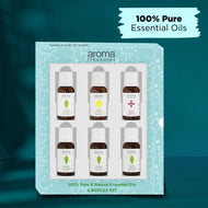Aroma Treasures Essence of calm Essential Oils Set, 6 Pure Natural Oils - Tea Tree, Eucalyptus, Lavender, Lemon, Lemongrass, and Peppermint
