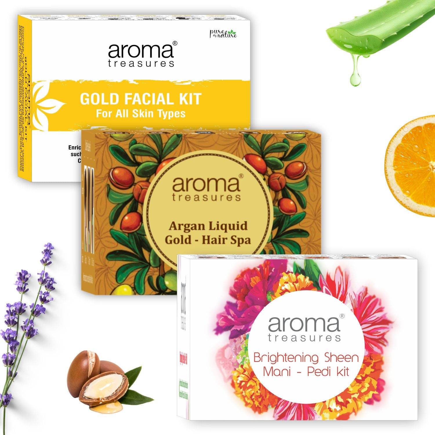 One Time Use Facial, Mani Pedi & Hair Spa Kit Combo