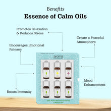 Load image into Gallery viewer, Aroma Treasures Essence of calm Essential Oils Set, 6 Pure Natural Oils - Tea Tree, Eucalyptus, Lavender, Lemon, Lemongrass, and Peppermint