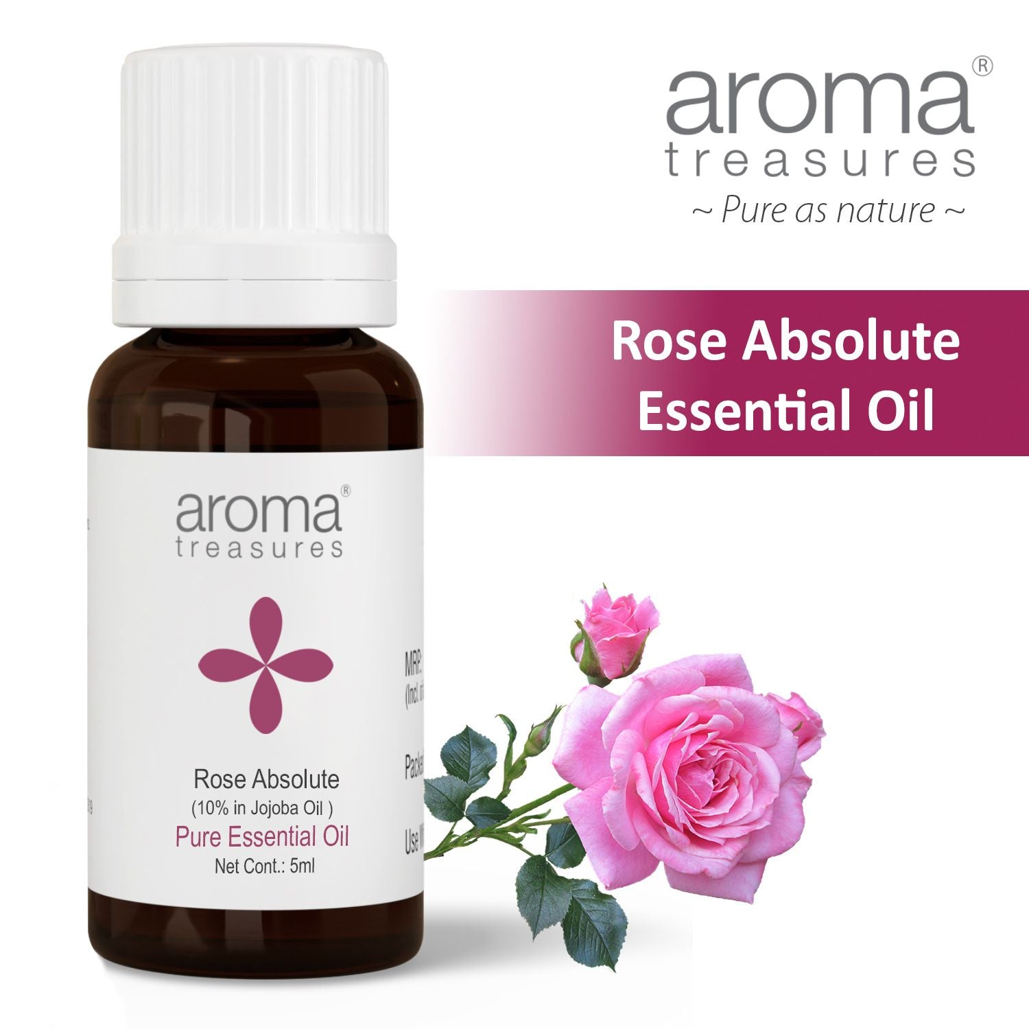 Aroma Treasures Rose Absolute Essential Oil (10% in Jojoba Oil) - 5ml
