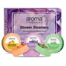 Load image into Gallery viewer, Aroma Treasures Shower Steamers | Aromatherapy Shower Bursts - Lavender, Lemongrass & Orange (Pack of 6) | Relaxing & Energizing Spa Experience | Natural Essential Oils | Gift Set for Wellness