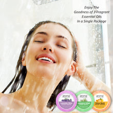 Load image into Gallery viewer, Aroma Treasures Shower Steamers | Aromatherapy Shower Bursts - Lavender, Lemongrass & Orange (Pack of 6) | Relaxing & Energizing Spa Experience | Natural Essential Oils | Gift Set for Wellness