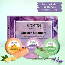 Load image into Gallery viewer, Aroma Treasures Shower Steamers | Aromatherapy Shower Bursts - Lavender, Lemongrass & Orange (Pack of 6) | Relaxing & Energizing Spa Experience | Natural Essential Oils | Gift Set for Wellness
