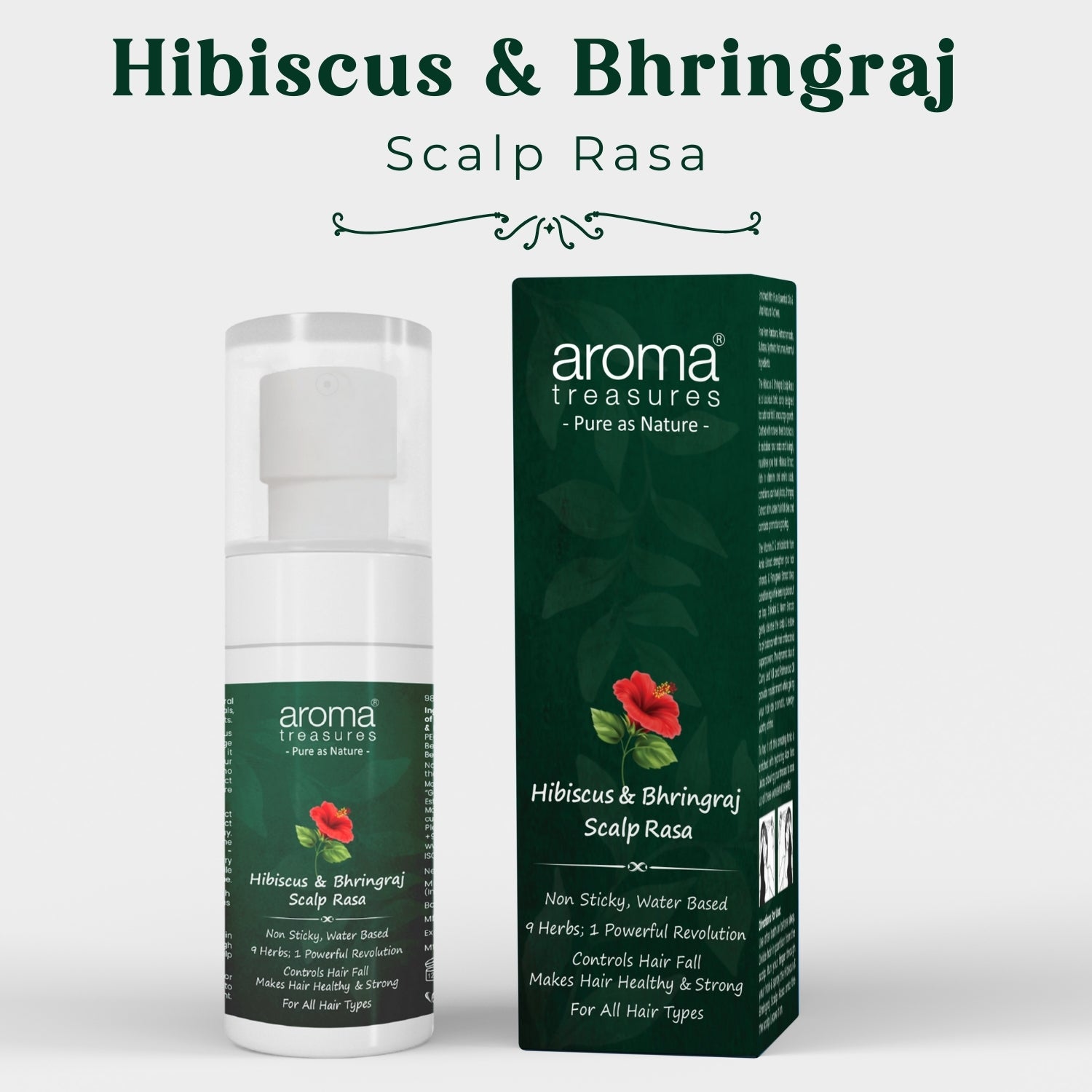 Aroma Treasures Hibiscus & Bhringraj Scalp Rasa – Hair Tonic Spray for Hair Fall Control & Stronger Hair (60 ml)