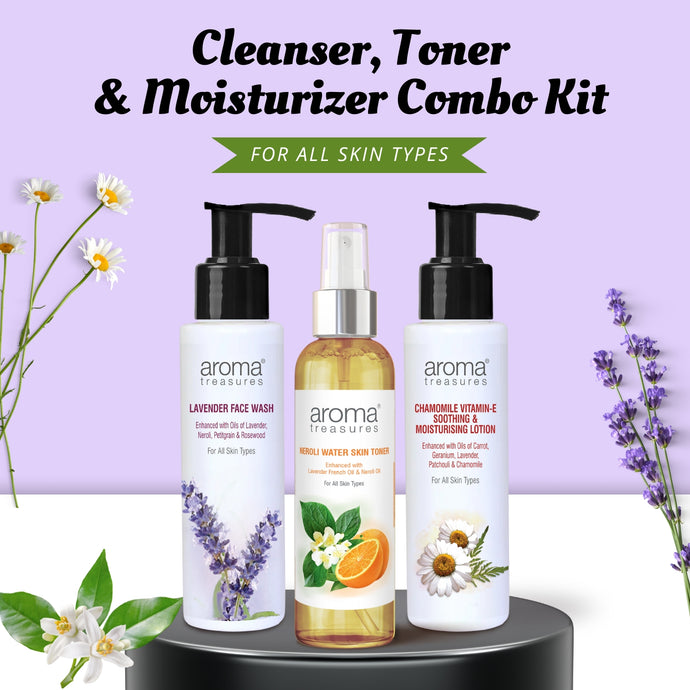 Cleanser, Toner & Moisturizer (CTM) Combo Kit for All Skin Types