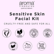 Load image into Gallery viewer, Aroma Treasures Sensitive Skin Soothing Facial Kit – With Lavender, Chamomile &amp; Calendula (48 g/ml, 6 Sachets + 1 Bottle)