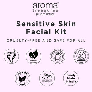 Aroma Treasures Sensitive Skin Soothing Facial Kit – With Lavender, Chamomile & Calendula (48 g/ml, 6 Sachets + 1 Bottle)