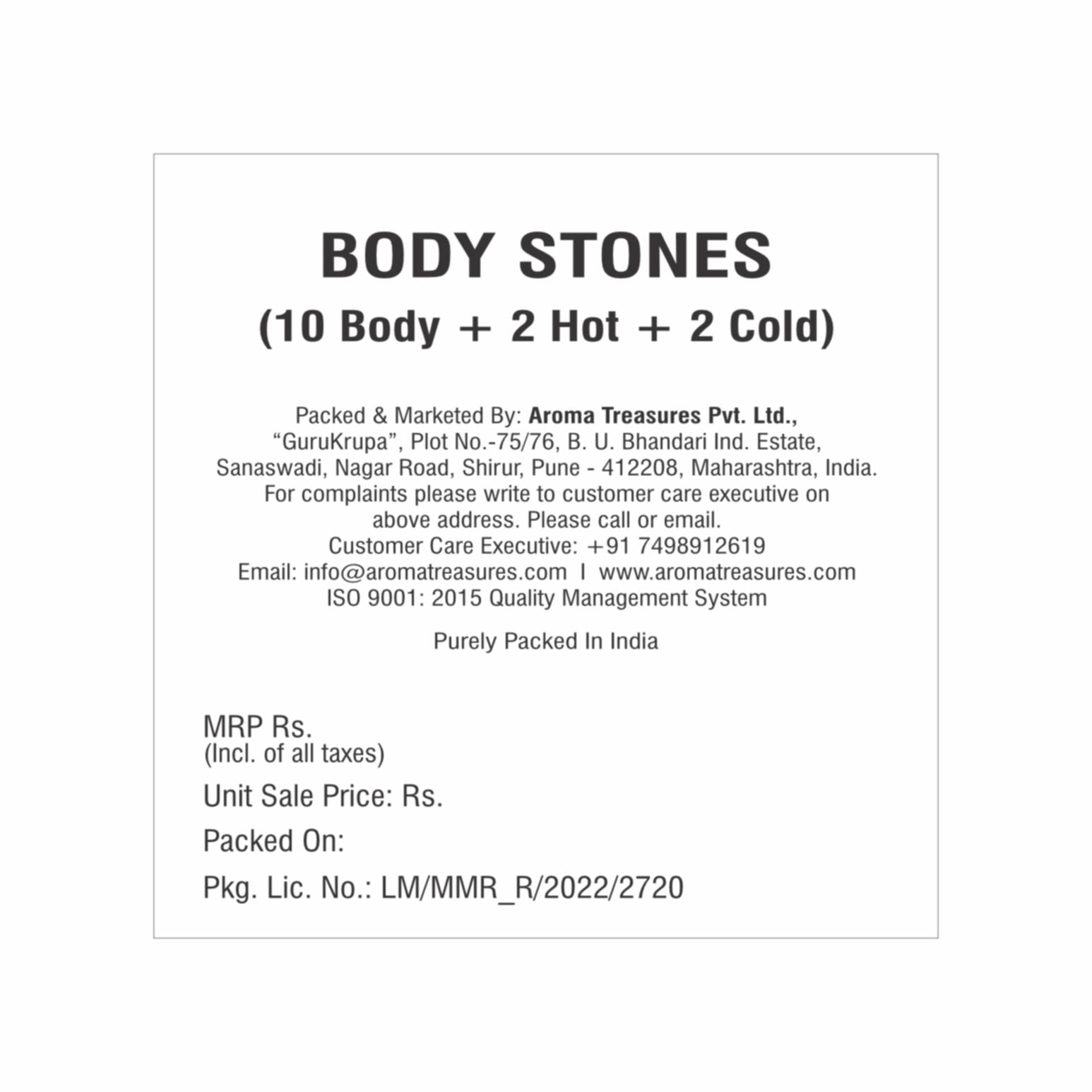 Aroma Treasures Body Stones (10 Body Stones+2 Hot Stones+2 Cold Stones)