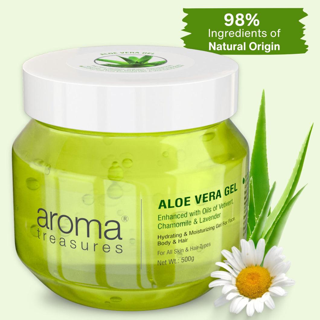 Aroma Treasures Aloe Vera Gel (Hydrating & Moisturizing Gel For Face, Body & Hair) - 500g