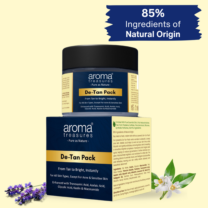 Aroma Treasures De-Tan Pack 100gm(+20gm free) - From Tan to Bright, Instantly
