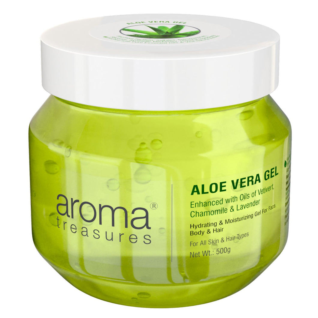 Aroma Treasures Aloe Vera Gel (Hydrating & Moisturizing Gel For Face, Body & Hair) - 500g - Aroma Treasures.com