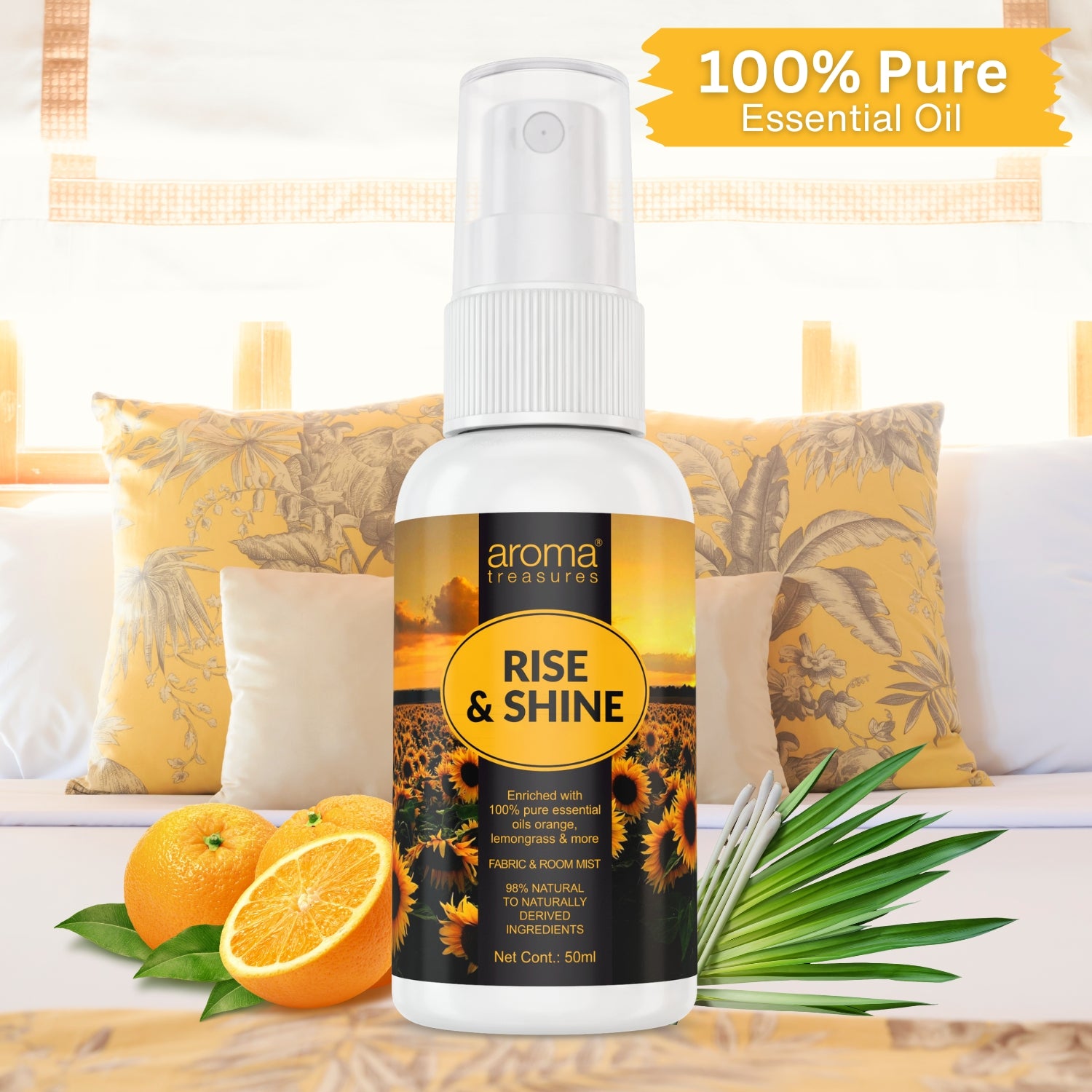 Aroma Treasures Rise & Shine Fabric Room Mist (50ml)