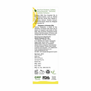 Aroma Treasures Vitamin C Face Serum 30ml | 15% Vitamin C with Ferulic Acid, Vitamin E, B5 | Hydrating & Brightening for all skin types - 30ml