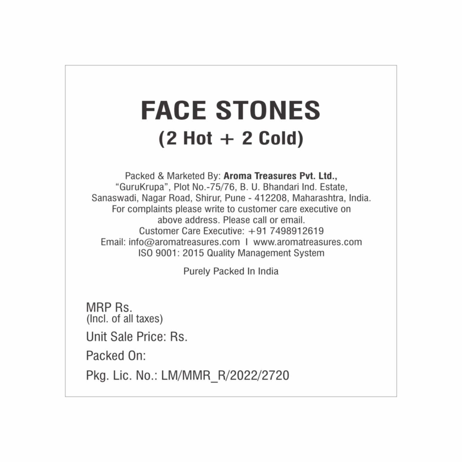 Aroma Treasures Face Stones (2 Hot + 2 Cold)