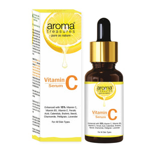 Aroma Treasures Vitamin C Face Serum 30ml | 15% Vitamin C with Ferulic Acid, Vitamin E, B5 | Hydrating & Brightening for all skin types - 30ml
